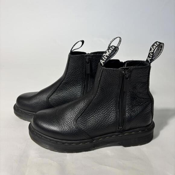 dr martens black leather chunky chelsea boots with zippers - Picture 2 of 8